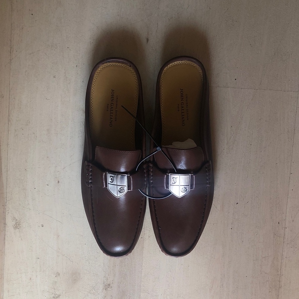 John Galliano Dark Brown Leather Men's Loafers